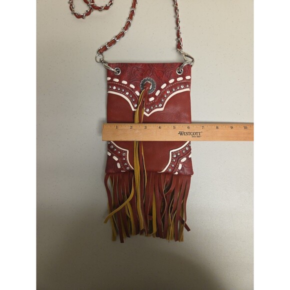 Western Style Fringe Cross Body Handbag Women Purse Single Shoulder Red Bag NEW - Picture 9 of 9